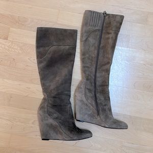 Wedge gray tall boots